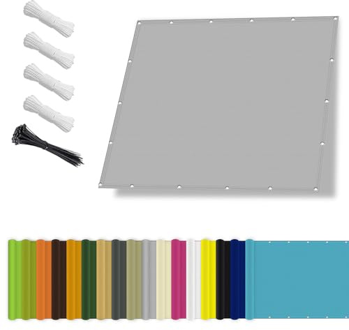 Sonnensegel wasserdicht 4x5M,Sonnenschutz- und Wetterschutz-Markise, UV-Schutz Schattiernetz mit Ösen und Kordel für Garten und Terrasse-Hellgrau
