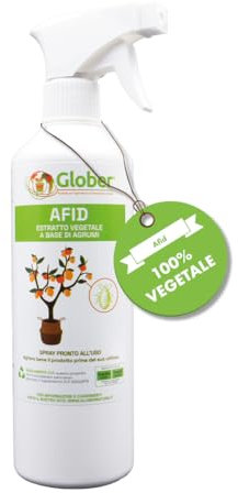 GLOBER Afid Spray 500ml - Pronto all'uso - Prodotto Naturale - Protegge contro Afidi, Aleurodidi e Mosca Bianca.