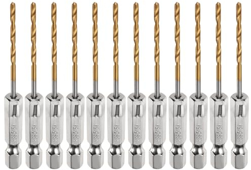 QUARKZMAN 12 Stück Hss Spiralbohrer 0.08mm TitanbeschichtungHolzbohrer 1/4 Zoll Griffdurchmesser Hochwertiger Sechskantschaft-Bohrer für Edelstahl, Holz, Metall, Kunststoff
