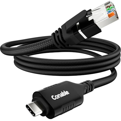 USB C to Ethernet Cable 4 FT, Type C to RJ45 Network Internet LAN Adapter, Gigabit, Braided, Directly Connected, Thunderbolt 4/3 Compatible with MacBook Air/Pro, XPS, iPhone 15 Series, Galaxy S24