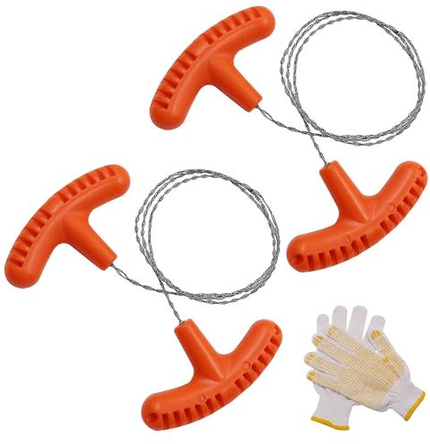 LONGHAO 2+1 pcs Edelstahl Drahtsäge,Drahtsäge Taschensäge,Handkettensäge Taschenkettensäge,Hand Kettensäge,Hand-Kettensäge Camping,für Outdoor Reiseausrüstung und Seilsäge Campingsäge (orange)