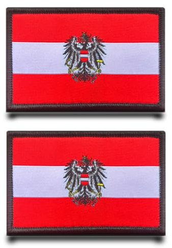 2 Stück Österreich-Adler Flagge Patch Stickerei Taktische Militär Patch,Aufnäher mit Stickereiverschluss Airsoft für Stickereibänder Jacke Rucksäcke Taktische Kleidung Taschen Abzeichen