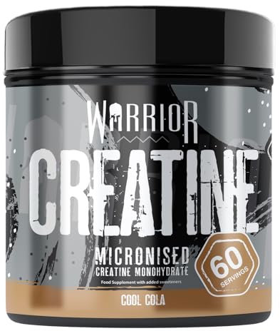 Warrior Creatine Monohydrate Powder 300g (60 Servings) – Pure Micronised Creatine Powder Supplement for Men & Women, Pre & Post Workout Strength, Muscle Growth & Recovery, Vegan – Cool Cola