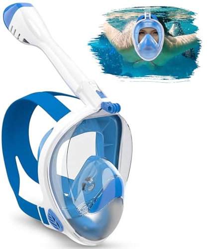 Boloshine Maschera Subacquea Adulti Bambini, 180° Vista Panoramica Maschera Snorkeling Integrale con Supporto per Lo Fotocamera Rimovibile, Anti-Appannamento & Anti-Perdite Pieghevole Diving Mask