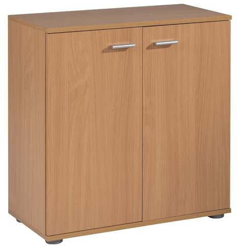 Home4You Kommode mit 2 Türen - Buche Dekor- 71 cm breit - Sideboard Mehrzweckschrank