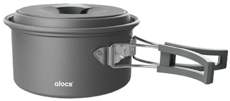 doorslay Camping Topf, Aluminiumlegierung Camping Kochtopf, Camping kochgeschirr 1L/1.7L/3L (optional), Outdoor Geschir Set mit Deckel und faltbarem Griff, für Camping Picknick Wandern