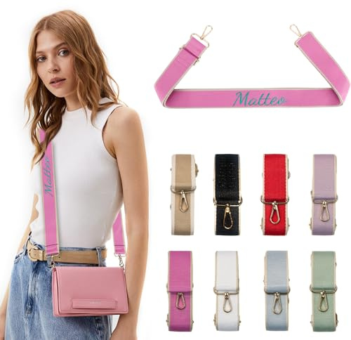 Personalisierte Schulterriemen Für Taschen, Schultergurt Für Taschen, Weiß Schulterriemen, Taschengurte Zum Wechseln, Gurt Für Umhängetasche Riemen Für Umhängetasche, 3,8cm Einstellbar 66-128cm Rosa