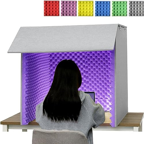 Soundproofing Microphone Isolation Booth Portable Recording Studio Box for Podcasting Singing and Broadcasting (Purple 80 * 80 * 80cm)