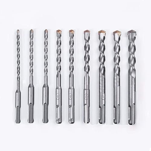Broca for hormigón de aleación de acero de tungsteno de 9 Uds. De 200mm con mango redondo y cuadrado SDS PLUS de 6-22mm for penetrar en la pared(Round handle 9pcs)