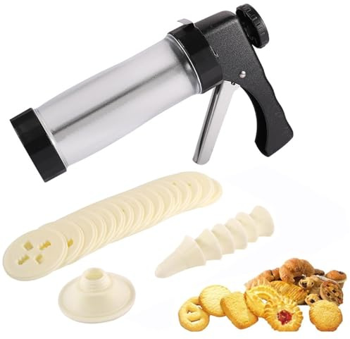 QYOEGSQ Cookie Maker Machines,Spritz Cookie Machines with 16 Cookie Press Discs & 6 Icing Tips, Cookie Press Machines,Handmade Maker Cookie Tool,for Making Churros, Chocolate, and Candies(Black)