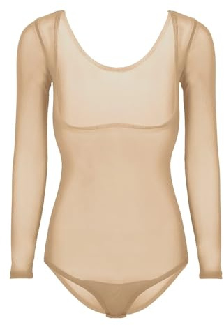 LOVSSU Body da Ballo per Adulti Donna Body da Danza del Ventre for Adulti, in Tulle Trasparente, a Tinta Unita, da Donna, Sottoseno, Intimo per Danza Ballet(A-Nude)
