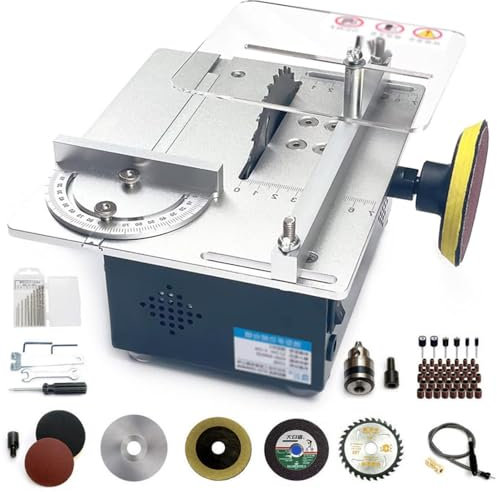 Mini Sierra de Mesa eléctrica para Manualidades con 7 velocidades Ajustables y 30 mm de Profundidad de Corte. Sierra de Banco Multiusos para Cortar Madera, tableros de acrílico