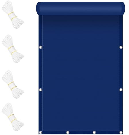 Telo Vela Ombreggiante 150 x 170 cm Impermeabile Protezione UV Tenda da Sole Antivento con Kit di Fissaggio per Esterno, Giardino e Terrazza, Piscina, Blu Scuro