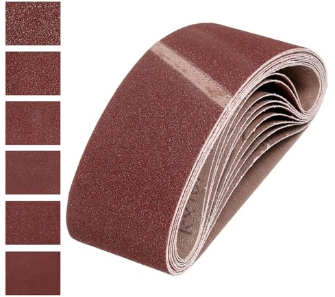 QUARKZMAN 76mm x 533mm Nastri Abrasivi, 18Pz 40/80/120/180/240/400 Grana Carta Vetrata per Levigatrice Ossido di Allumina Per Lavorazione Legno, Lucidatura Metalli, Affilatura Coltelli | Carta Vetrata, Ossido di Allumina, per Levigatrice, per Lavorazione Legno Lucidatura Metalli Affilatura Coltelli