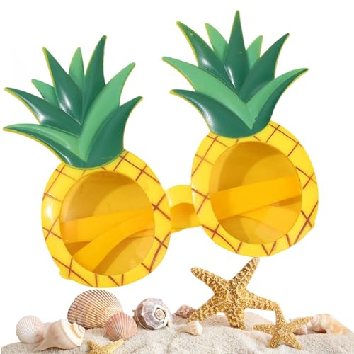 Hawaiiska Solglasögon,Retro Stiliga Solglasögon - Trendiga Ananas Glasögon för Kvinnor Män Barn Resa Pool Sommar Roadtrip Scen Fotobås