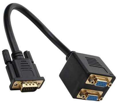 Hkfgdjdl Cable divisor VGA de 1 entrada, 2 salidas, 1080P, adaptador de monitor doble, cable de 25 cm, para PC, portátil, proyectores, televisores LCD, pantallas de caja