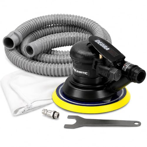 DEDRA Pneumatischer Exzenterschleifer Ø 150 mm, 10.500 U/min, Exzenterhub 2,5 mm, betrieben mit Druckluft, für präzise und komfortable Oberflächenbearbeitung