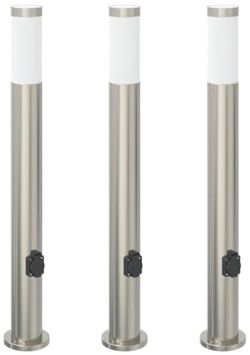vidaXL Pollerleuchten mit Auslass 3er 80 cm Edelstahl IP44