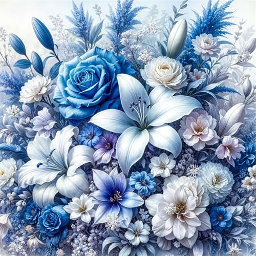 Puzzle 500 Teile für Erwachsene, Blaue Lilie 45x45cm Puzzle Erwachsene 500 Teile Lernspiel Herausforderung Spielzeug, Geschicklichkeitsspiel für Die Ganze Familie