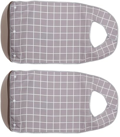 BCOATH Lot de 2 Bavoirs Imperméables pour Adultes Seniors Taille Unique avec Récupérateur de Miettes Amovible Tissu Doux Cou Protection Vêtements Réutilisable et Lavable pour Repas