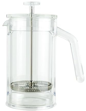 Café Olé Chiaro Cafetière, Clear, 600ml / 2-3 Mugs / 6 Espresso Cups, French Press Coffee Maker, Stainless Steel Mesh Filter, Glass Beaker, Acrylic Body and Handle