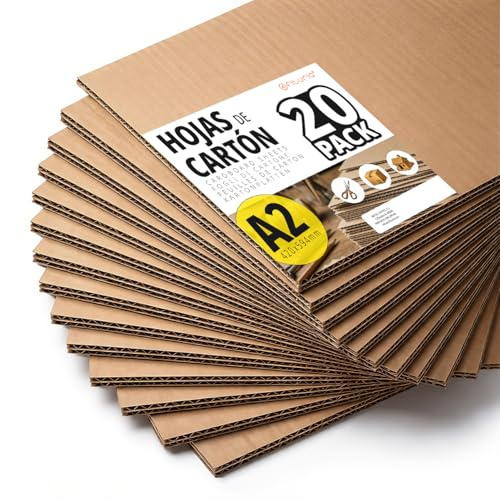 Kartonplatten, Fester Bastelkarton für DIY, Architekturprojekte, Verpackung und Versand Schutz, 1-2 mm Dicke, Format A2 (420 x 594 mm), 20 Stück - Ofituria (A2, 20 Blatt)