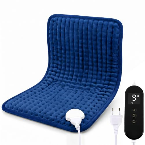 30 x 45 cm Heizkissen Blau für Rücken Nacken Schulter Bauch | Flanelloberfläche Wärmekissen mit 9 Temperaturstufen (30-65°C) und Automatischer Timer Abschaltung, Maschinenwaschbar