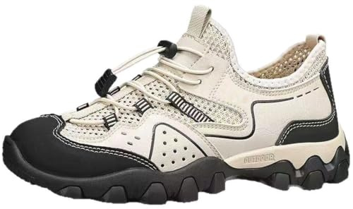 Wizeny Men's Waterproof Trekking Trail Shoes Hiking Trainers White