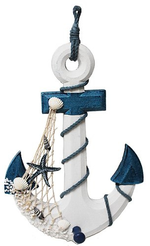 Yudu Garderobe in Ankerform Holz Antiklook Maritime Deko