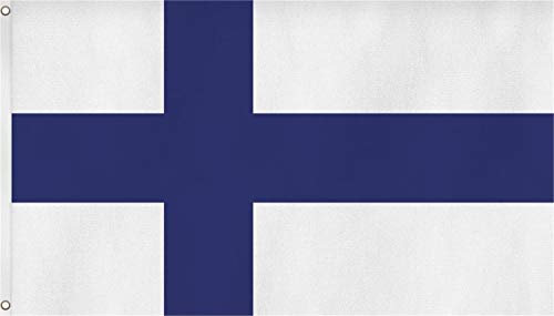 Flagge - Fahne - Hissfahne mit zwei Metallösen zur Befestigung und zum Hissen - Größe 90 x 150 cm wetterfest Farbe Finnland