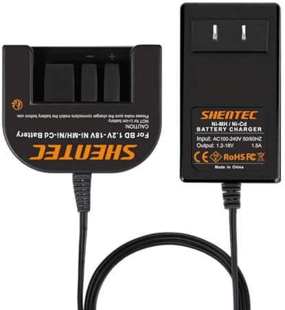 Shentec 1.2V-18V Battery Charger Compatible with Black and Decker 7.2V 9.6V 12V 14.4V 18V Ni-MH/Ni-Cd Slide Style Batteries
