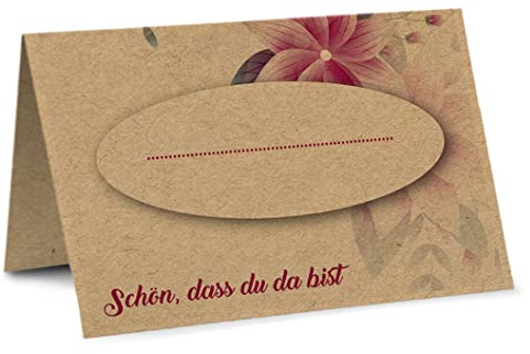 Partycards Tischkarten Geburtstag, Tischkarten Hochzeit, Tischdeko Hochzeit, Hochzeitsdeko Tisch - 50 Stück, Namensschilder, DIN A7, Platzkarten Kommunion, Namenskarten Konfirmation, Taufe