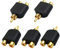 AAOTOKK Adaptateur de Séparateur Y RCA, Plaqué Or 1 RCA Mâle à 2 RCA Femelle Jack Adaptateurs de Séparateur Y Vidéo Audio Connecteur pour Audio Vidéo AV Convertisseur de Câble TV (5 Pack M/F)