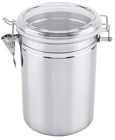 Airtight Coffee Container,Stainless Steel Vacuum Eco-friendly Coffee Container Silica Seal Sealed Storage Jar with Transparent Cover for Sugar Tea Bean Nuts etc(1900ml)