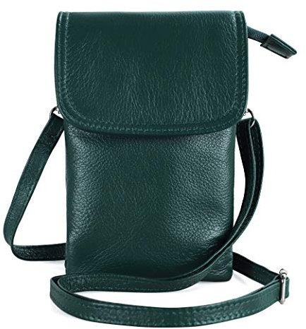 befen Echtleder Damen Umhängetasche Handtaschen, Kleine Handy Umhängetasche für Damen mit langem Gurt und Schlüsselring passend für Phone 8 Plus oder Handy mit einer Länge von max 16,5 cm