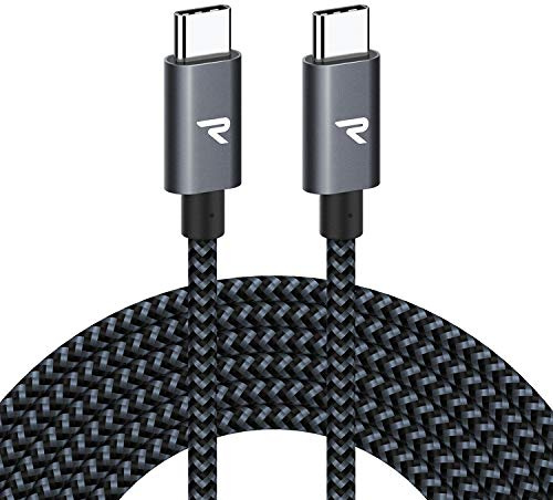 RAMPOW Cable USB C a USB C [20V/3A 60W] 3m, Cable Tipo C a Tipo C Compatible para iPhone 15/15 Pro/15 Pro Max, Samsung S22/S21/S20 - Gris Espacial