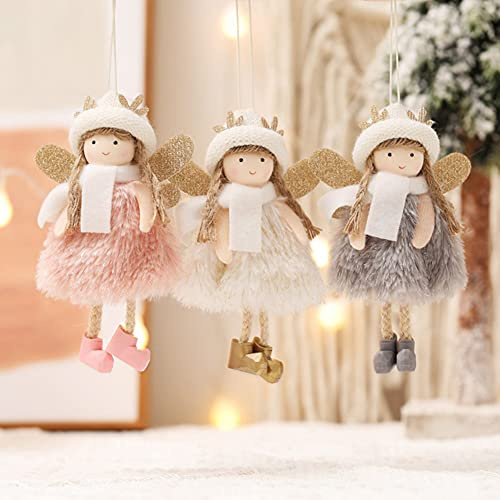 3 Stück Weihnachten Engel Ornamente Plüsch Weihnachten Engel Puppen Weihnachtsbaum Anhänger Ornament für Weihnachtsfeiertag Party Wohnkultur, Geschenk für Kinder