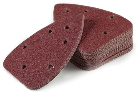 LEONTOOL Mouse Sander Sandpaper 40 Grit 6 Hole 30 Pcs | Hook & Loop, Aluminum Oxide, Tear-Resistant, Wet & Dry, Detail Mouse Sander Pads for Most Mouse Sanders & Detail Sanders