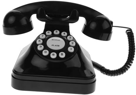 VOSAREA Telefono Vintage Cablato Da Scrivania Nero Stile Classico Retrò Analogico Per Casa e Ufficio Decorazione d Antan Elegante