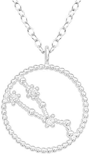 EYS JEWELRY Sternzeichen Kette Halskette Damen Silber 925 mit Anhänger Sternbild Zirkonia Kristalle Geschenke für Frauen Freundin Silberkette 45 cm im Schmucketui