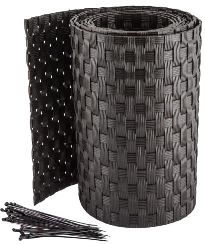 Pinto FERRAMENTA Striscia Frangivento Frangisole Rattan Schermatura Privacy Balcone Ringhiera Cancelli Terrazzi Pannelli Recinzioni Esterno PVC h19cm x 2.0mt Fascette Omaggio (1, Testa di Moro)