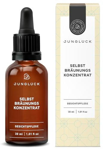 JUNGLÜCK Selbstbräunungskonzentrat - Vegan | Flüssiges Selbstbräuner Serum verleiht eine natürliche und gleichmäßige Bräune zum Mischen mit der Gesichtspflege | Tanning Drops für sanfte Bräune