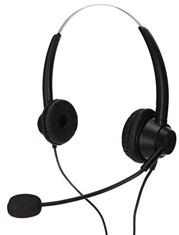 Annadue Telefon-Headset, Rauschunterdrückung, Binauraler RJ9-Stecker, Schnurgebundener Business-Kopfhörer mit Mikrofon, USB-Soundkarte, Leicht und Bequem, für Callcenter