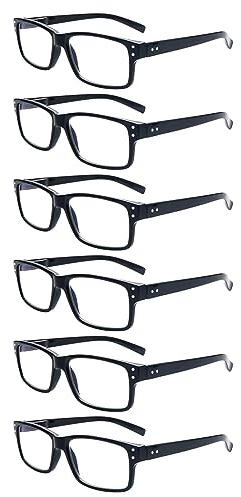 ZONLON 6 Pack Reading Glasses for Men Women Blue Light Blocking Lightweight Black Computer Readers with Spring Hinges 3.5 +
