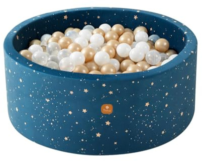 Dodozen Piscina di Palline in Velluto 100x40cm Grande Formato con 200 Palline per Bambini - Area Gioco Morbida, Rivestimento Lavabile - Cielo Notturno
