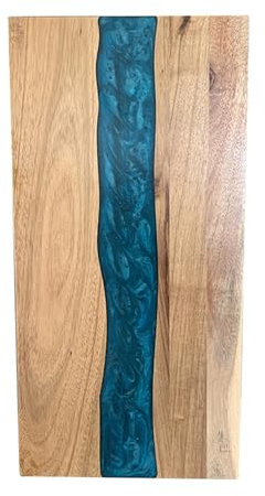 Rectangles Versatile Acacia Wood Cutting Board Resin Green Wave Pattern for Kitchen Meal Prep and Serving Cheese & Charcuterie Board for Meat Vegetable Fruit Gift Blue