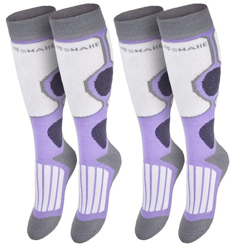 Black Snake® 2 Paar Kinder Skisocken 'high Protection' Sportsocken Funktionssocken Kniestrümpfe - Lila - 35-38
