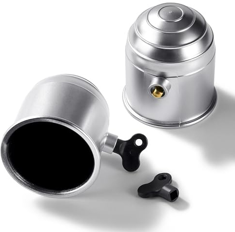 VooGenzek 2 Stück Universal Anhängerkupplung Abdeckung mit Schloss, 50 mm Anhängerkupplung Schutzkappe, Kappe Kunststoff Anhänger Anhängerkupplungsabdeckung, Kugelkopf Abdeckung, Silber