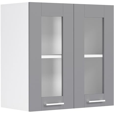 VCM Küchenschrank 80x31x60 cm 2 Türen 2 Fächer Landhausstil Kompakt | Wandhängender Stauraum für Geschirr und Vorräte - Küche und Wohnbereich - für Wohngemeinschaften - Holzwerkstoff