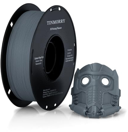 Kohlefaser PLA Filament 1.75mm, TINMORRY PLA-CF 3D Druck Filament, Kompatibel mit Bambu FDM 3D Drucker, 1 KG 1 Spule,Grau